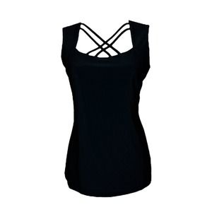 Artex Fashions Women's Size L Black Front Criss Cross Tank Top NWT
